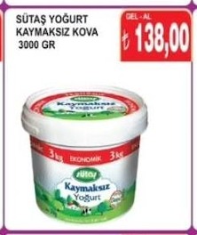 Sütaş Yoğurt Kaymaksız Kova 3000 Gr