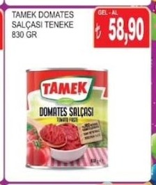Tamek Domates Salçası Teneke 830 Gr