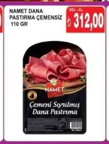 Namet Dana Pastirma Çemensiz 110 Gr
