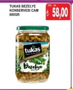 Tukaş Bezelye Konservesi Cam 680Gr
