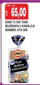 Uno %100 Tam Buğdayli Kavilca Ekmek 470 Gr