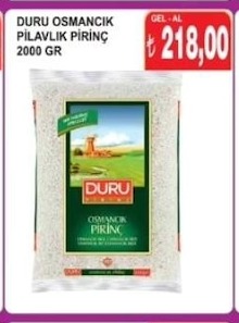 Duru Osmancık Pilavlık Pirinç 2000 Gr