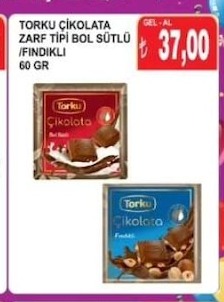 Torku Çikolata Zarf Tipi Bol Sütlü /Findikli 60 Gr