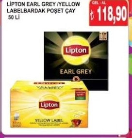 Lipton Earl Grey /Yellow Labelbardak Poşet Çay 50 Li