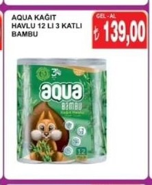 Aqua Kağıt Havlu 12 Li 3 Katlı Bambu