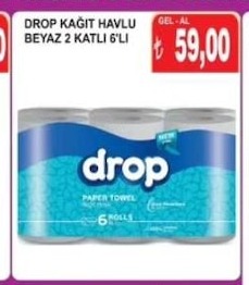 Drop Kağit Havlu Beyaz 2 Katli 6'Li