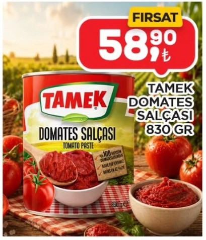 Tamek Domates Salçasi 830 Gr