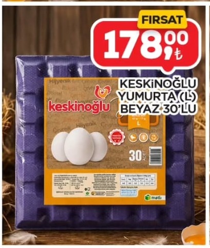 Keskinoğlu Yumurta (L) Beyaz 30'Lu