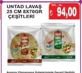 Untad Lavaş 25 Cm 8X70Gr Çeşitleri