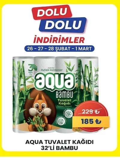 Aqua Tuvalet Kağıdı 32'Li Bambu