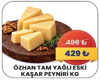 Özhan Tam Yağlı Eski Kaşar Peyniri Kg