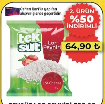 Tek Süt Lor Peyniri 500 Gr