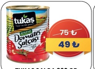 Tukas Domates Salçasi 830G
