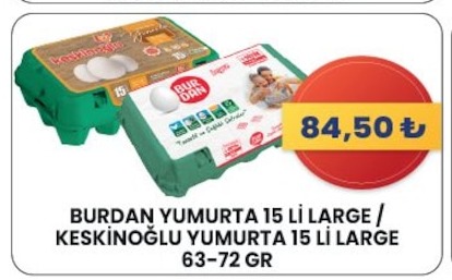 Burdan Yumurta 15 Li Large / Keskinoğlu Yumurta 15 Li Large 63-72 Gr