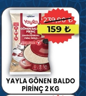 Yayla Gönen Baldo Pirinç 2 Kg