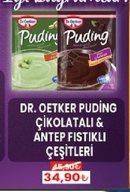Dr. Oetker Puding Çikolatali & Antep Fistikli Çeşitleri