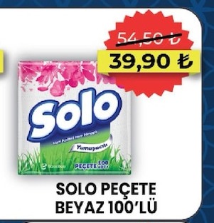 Solo Peçete Beyaz 100'Lü