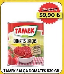 Tamek Salça Domates 830 Gr