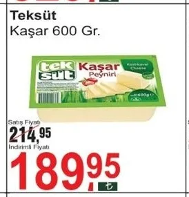 Teksüt Kaşar 600 Gr.