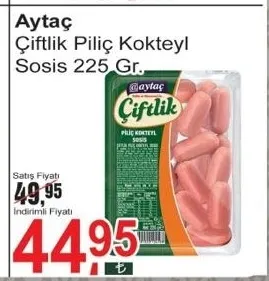 Aytaç Çiftlik Piliç Kokteyl Sosis 225 Gr.