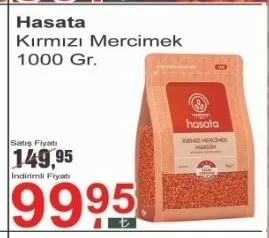 Hasata Kırmızı Mercimek 1000 Gr.