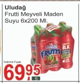 Uludağ Frutti Meyveli Maden Suyu 6X200 Ml.