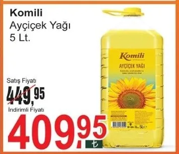 Komili Ayçiçek Yağı 5 Lt.