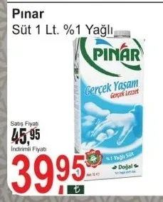 Pınar Süt 1 Lt. %1 Yağlı