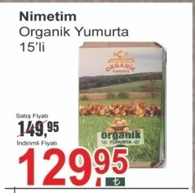 Nimetim Organik Yumurta 15'Li