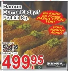Hamun Burma Kadayıf Fıstıklı Kg.