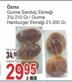 Özma Gurme Sandviç Ekmeği 3'Lü 210 Gr./ Gurme Hamburger Ekmeği 2'Li 200 Gr.