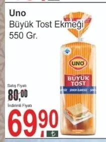 Uno Büyük Tost Ekmeği 550 Gr.