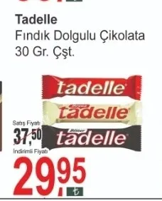 Tadelle Fındık Dolgulu Çikolata 30 Gr. Çşt.