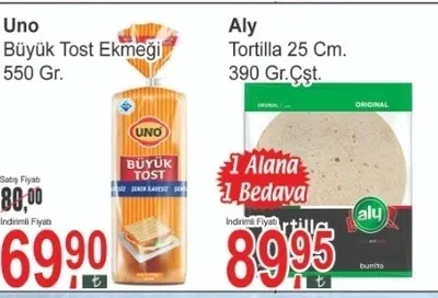 Uno Büyük Tost Ekmeği 550 Gr.