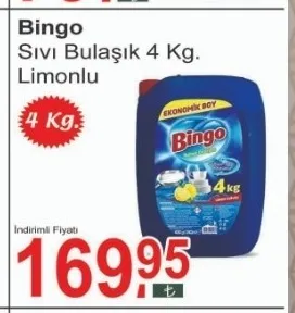 Bingo Sıvı Bulaşık 4 Kg. Limonlu