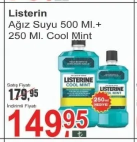 Listerine Ağız Suyu 500 Ml.+ 250 Ml. Cool Mint
