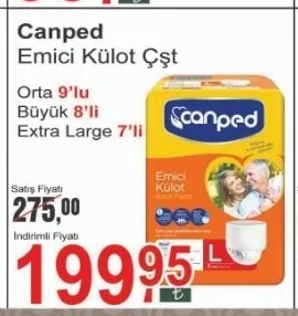 Canped Emici Külot Çşt Orta 9'Lu Büyük 8'Li Extra Large 7'Li