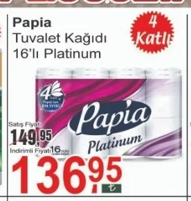 Papia Tuvalet Kağıdı 16'Lı Platinum