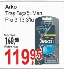 Arko Traş Bıçağı Men Pro 3 T3 3'Lü