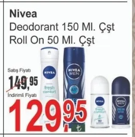 Nivea Deodorant 150 Ml, Roll On 50 Ml