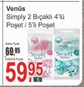 Venüs Simply 2 Bıçaklı 4'Lü Poşet / 5'Li Poşet