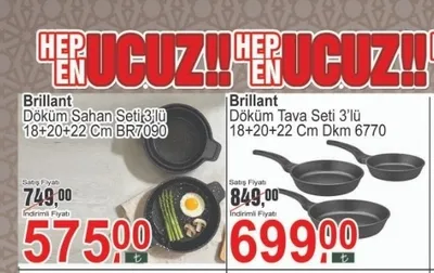 Brillant Döküm Sahan Seti 3'Lü 18+20+22 Cm Br7090