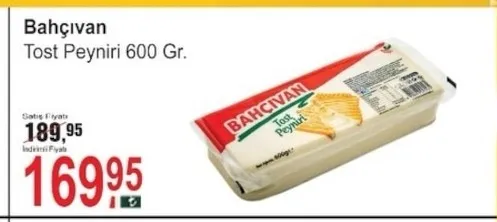 Bahçıvan Tost Peyniri 600 Gr.