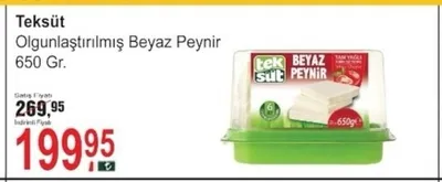 Teksüt Olgunlaştırılmış Beyaz Peynir 650 Gr.