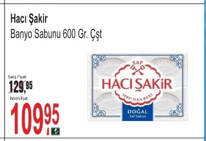 Hacı Şakir Banyo Sabunu 600 Gr. Çşt