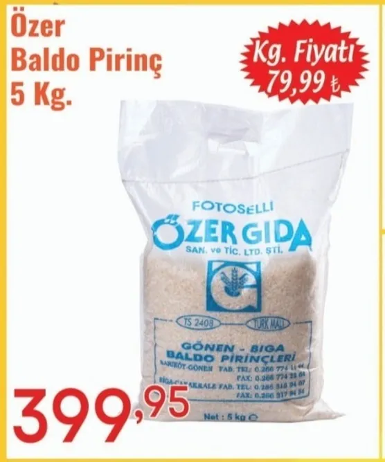 Özer Baldo Pirinç 5 Kg.