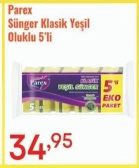 Parex Sünger Klasik Yeşil Oluklu 5'Li