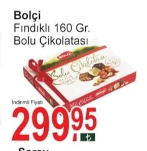 Bolçi Fındıklı 160 Gr. Bolu Çikolatası