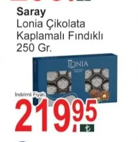 Saray Lonia Çikolata Kaplamalı Fındıklı 250 Gr
