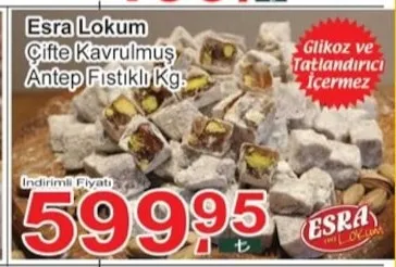 Esra Lokum Çifte Kavrulmuş Antep Fıstıklı Kg